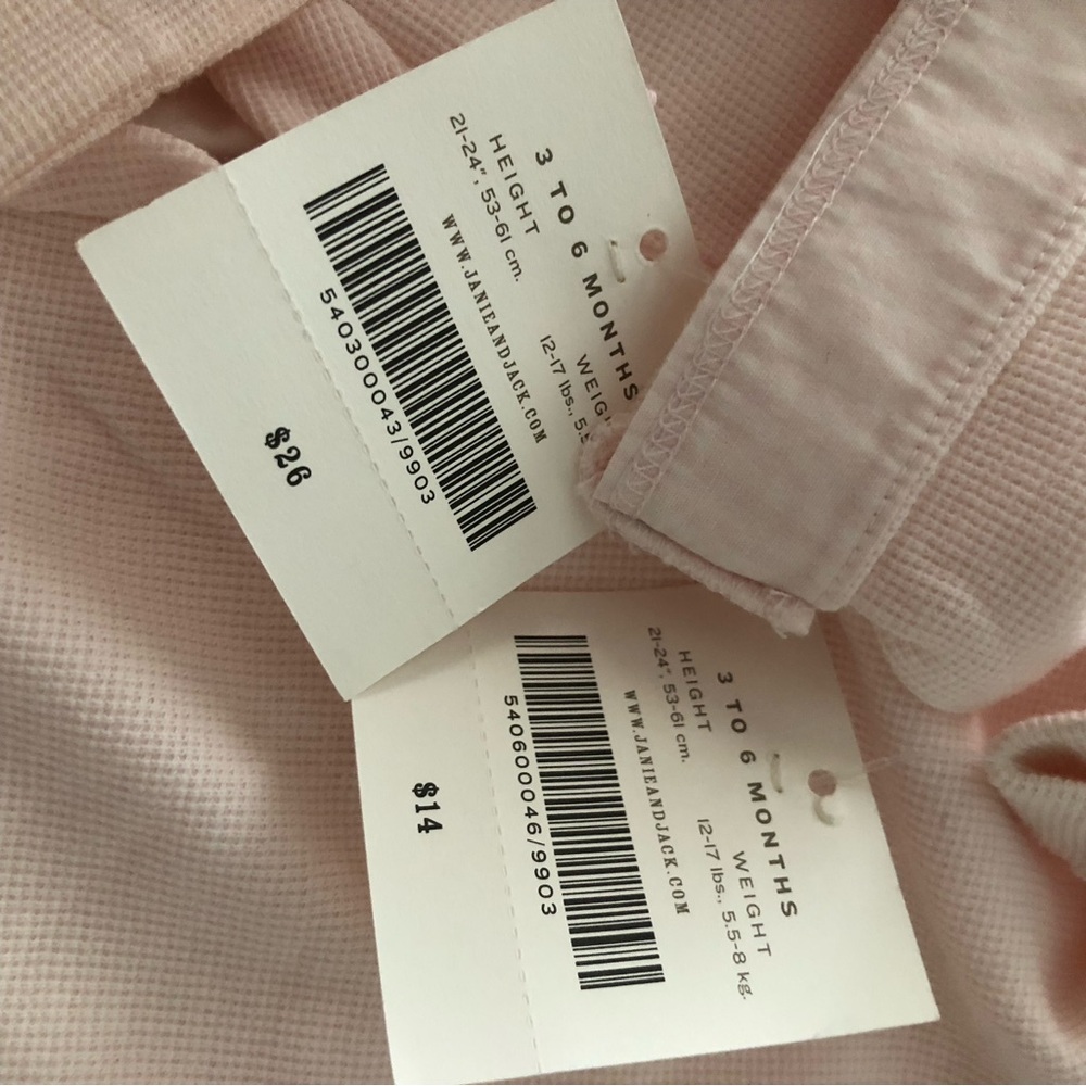 GIFT 2pc Janie and Jack baby girls Layette light pink 3-6 months outfit - Picture 6 of 7